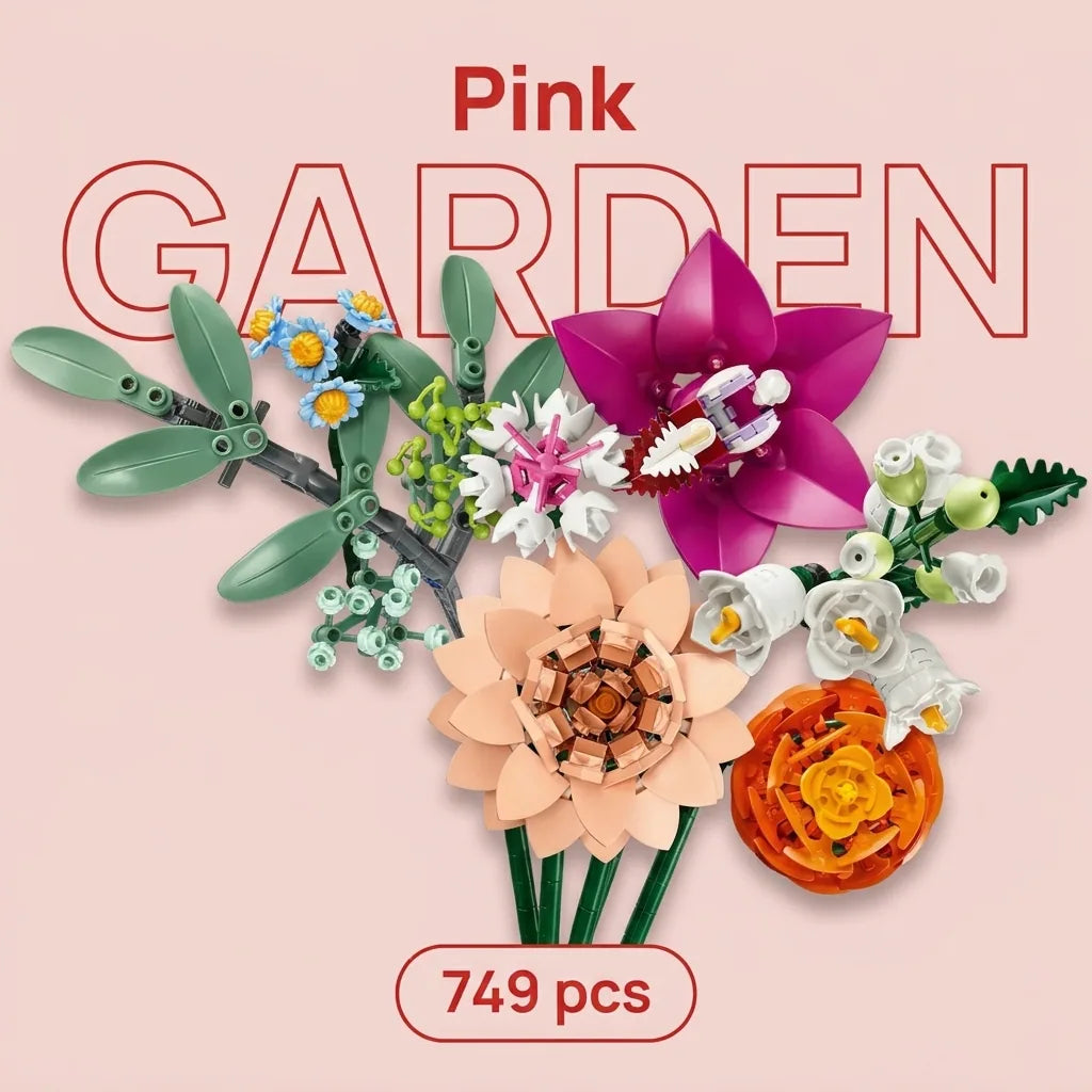 Blokk™ Pink Garden Bouquet – 749-Piece Mixed Flowers