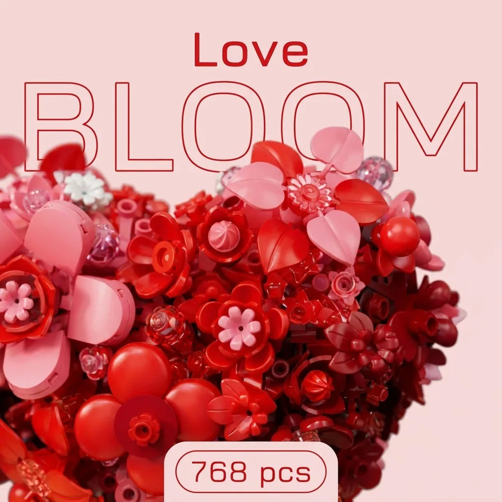 Blokk™ Love Bloom – 768-Piece Heart Flower Sculpture