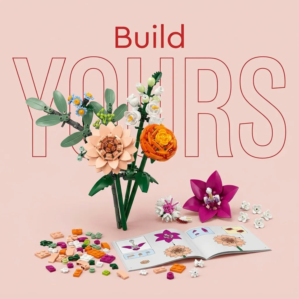 Blokk™ Pink Garden Bouquet – 749-Piece Mixed Flowers